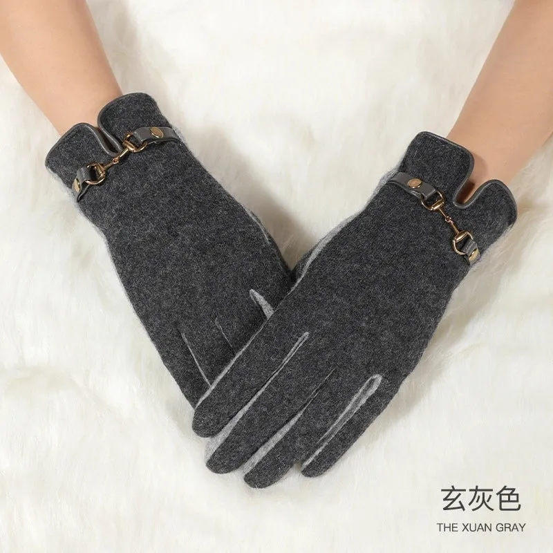 New Winter German Velvet Gloves Ladies Shopping  Cycling Windproof Velvet Warm Gloves Finger Flip Touch Screen DY43