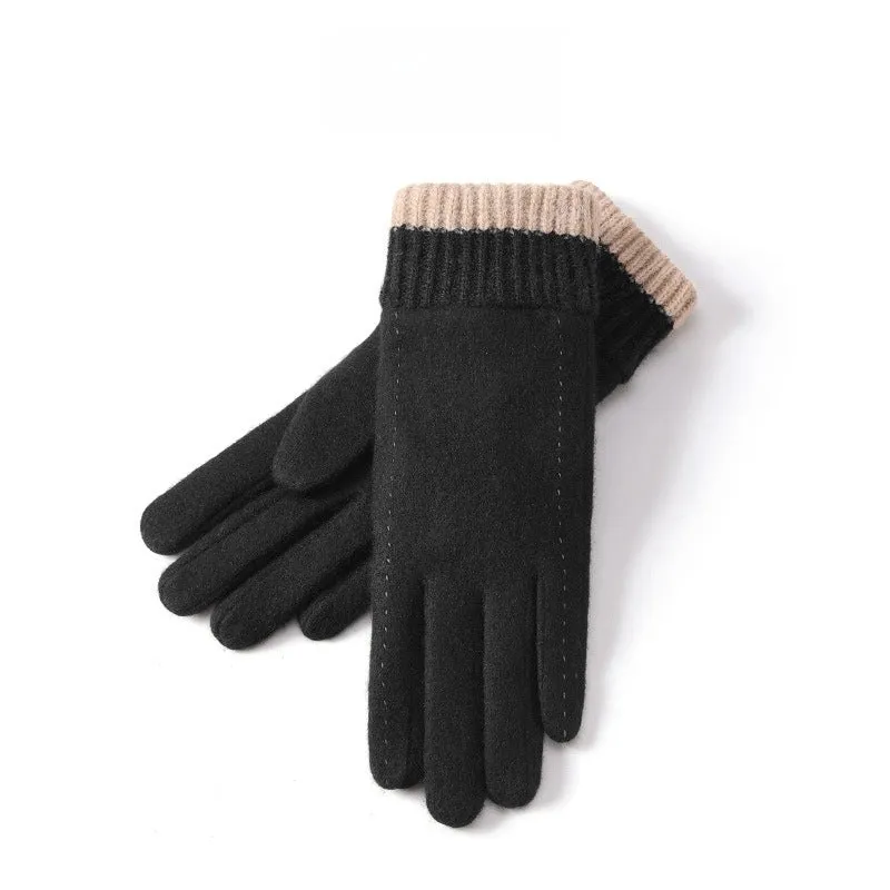 New Winter German Velvet Gloves Ladies Shopping  Cycling Windproof Velvet Warm Gloves Finger Flip Touch Screen DY43