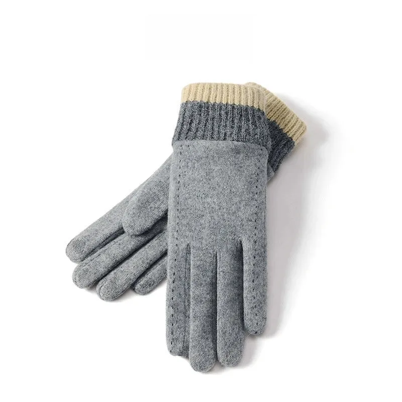 New Winter German Velvet Gloves Ladies Shopping  Cycling Windproof Velvet Warm Gloves Finger Flip Touch Screen DY43