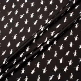 Penguin Printed Black Silk Twill (A 2.85m Piece)