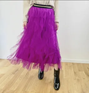 Purple Waterfall Tulle Skirt