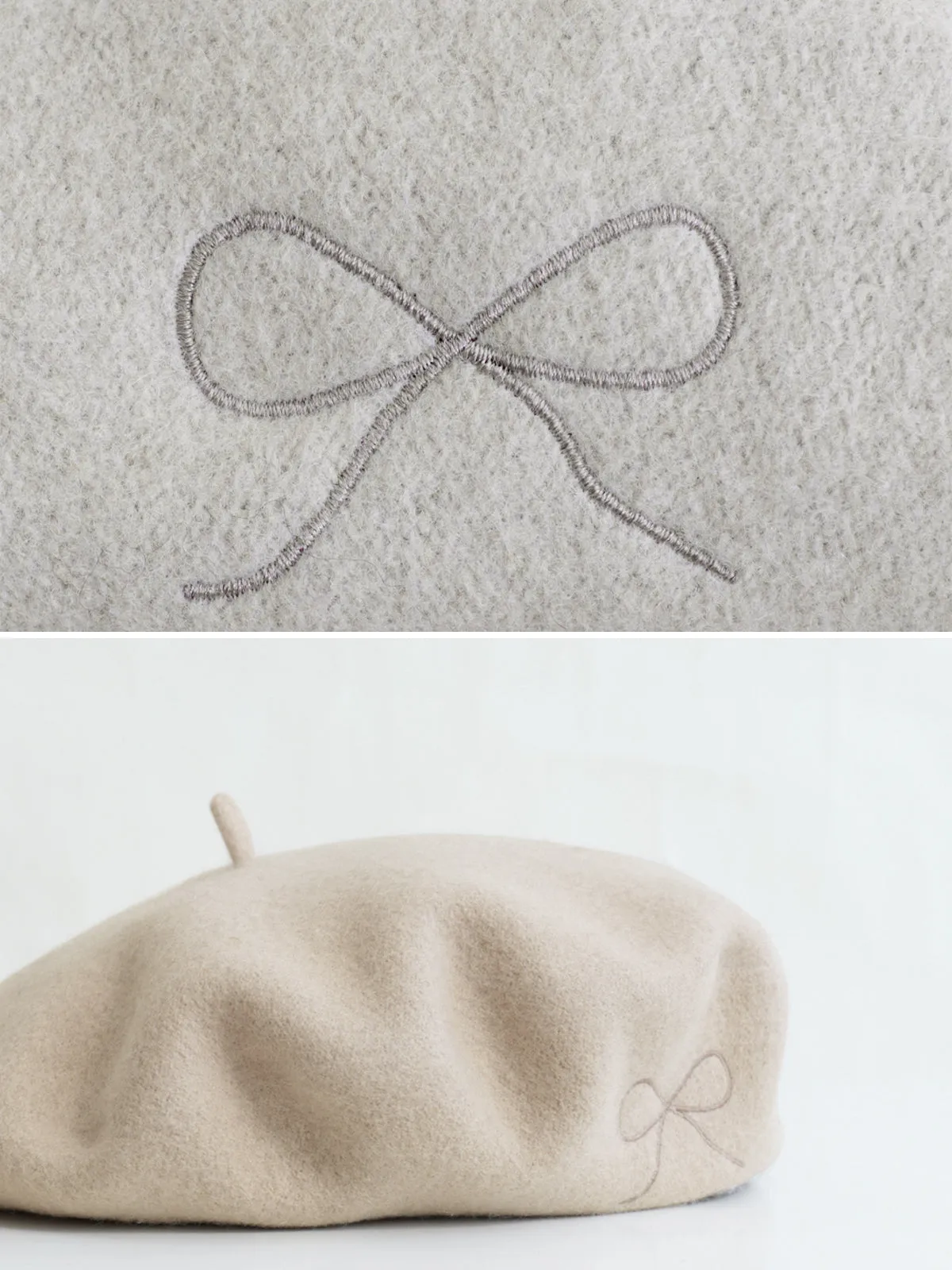 "Bon Chic" Wool Beret - Beige