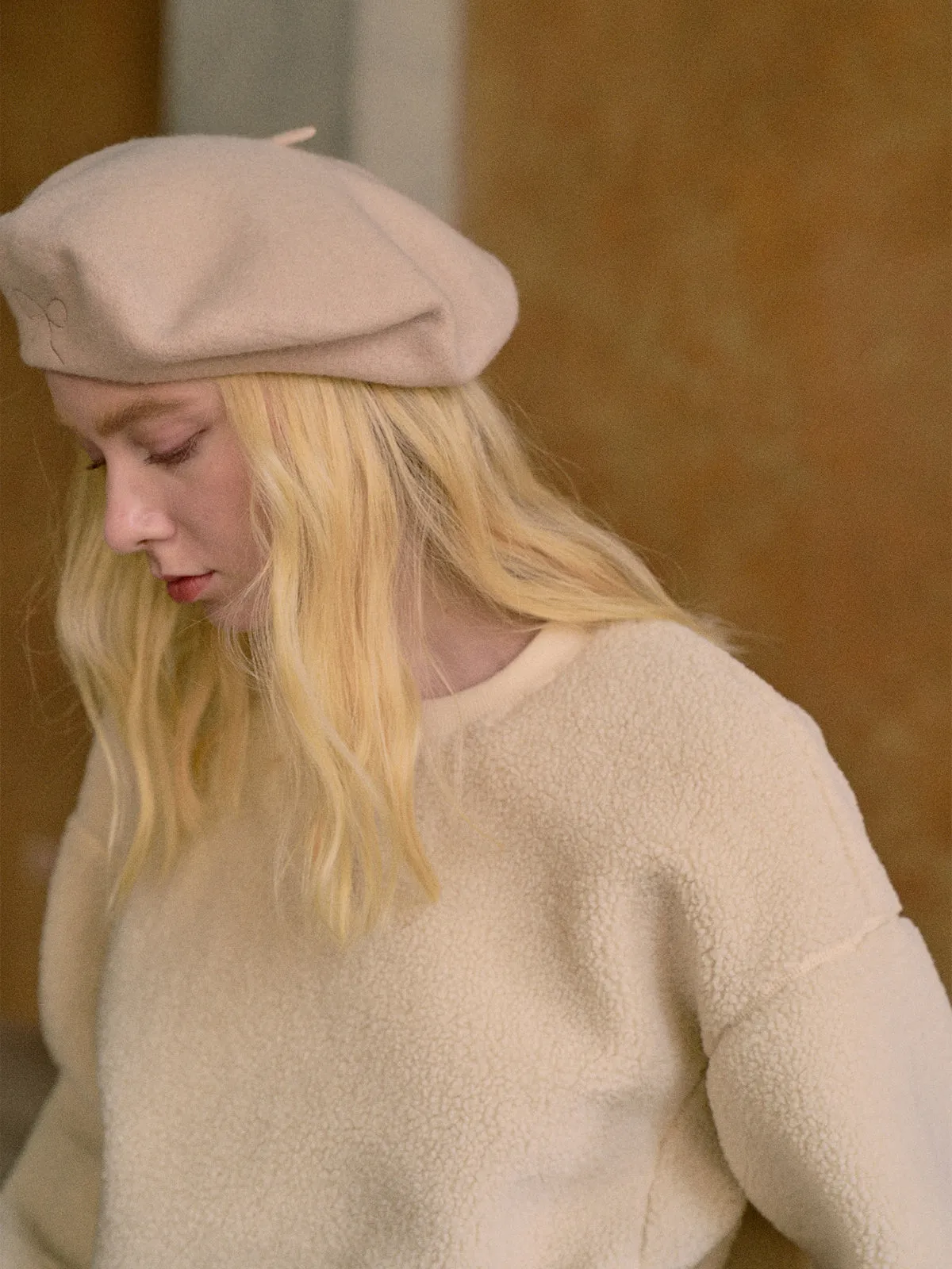 "Bon Chic" Wool Beret - Beige