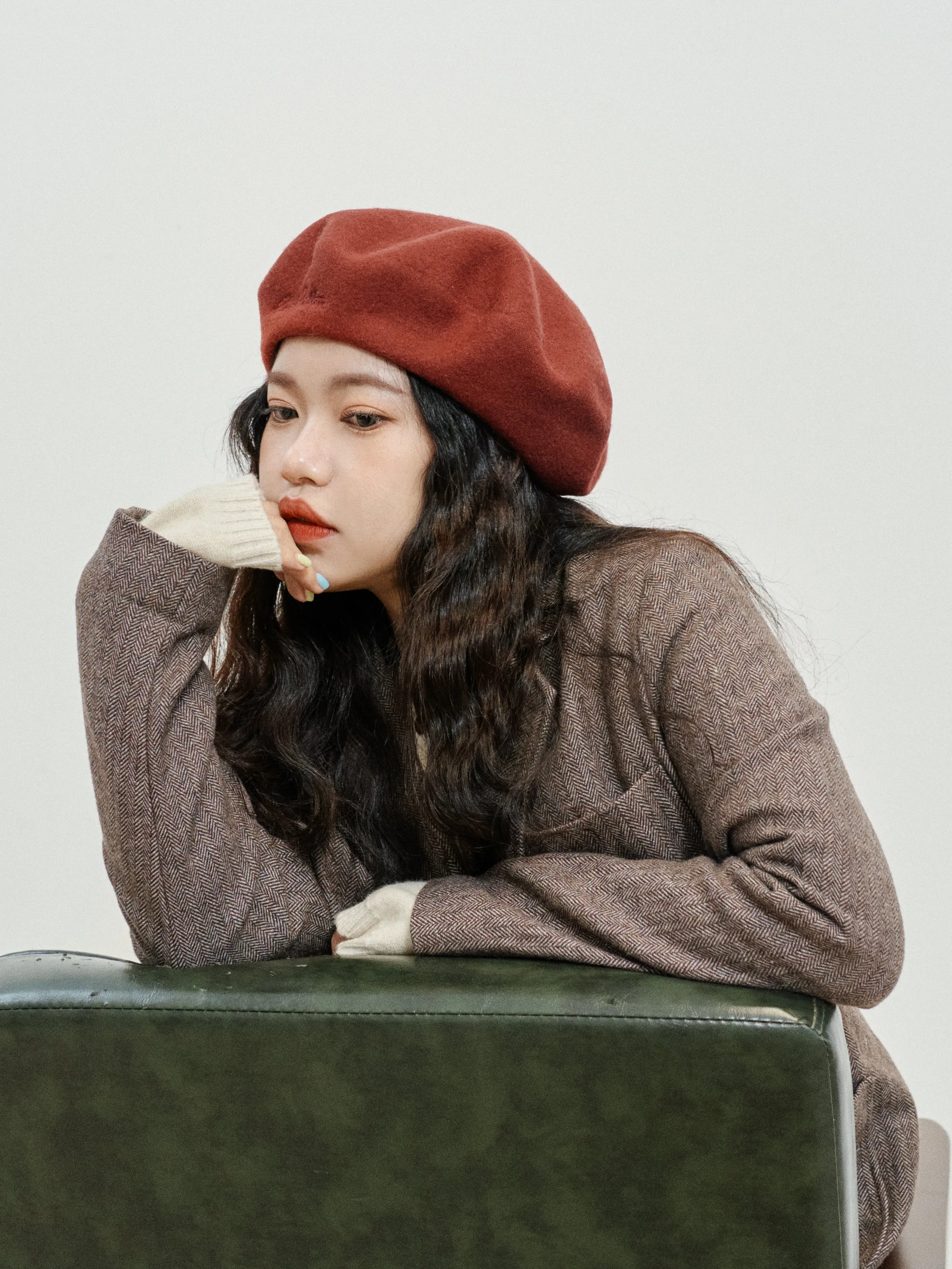 "Bon Chic" Wool Beret- Bordeaux Red