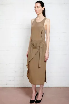 Reda Silk Taupe Wrap Skirt with Buckle (Sold Out)