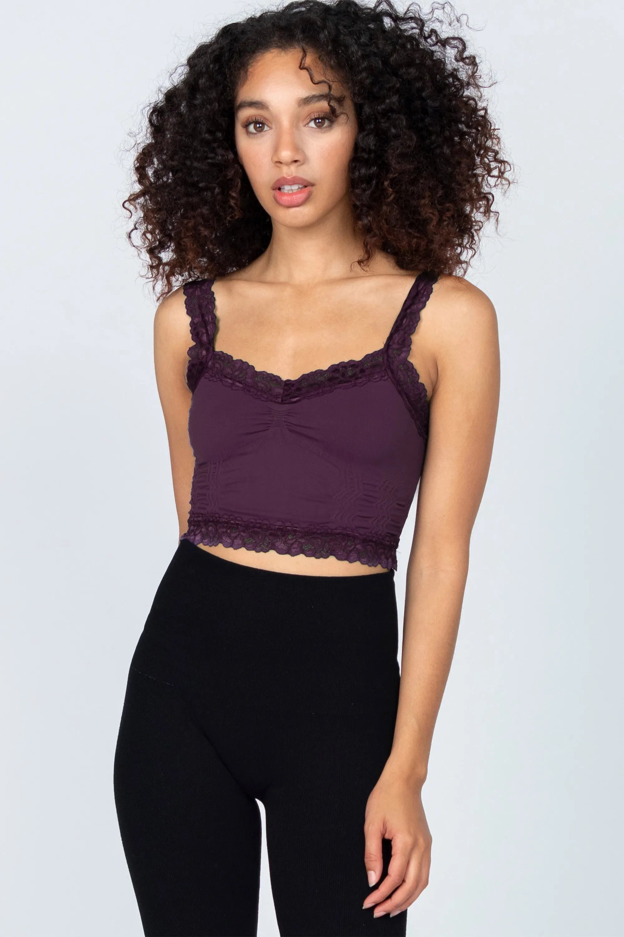 Seamless Bralette Camisole with Lace