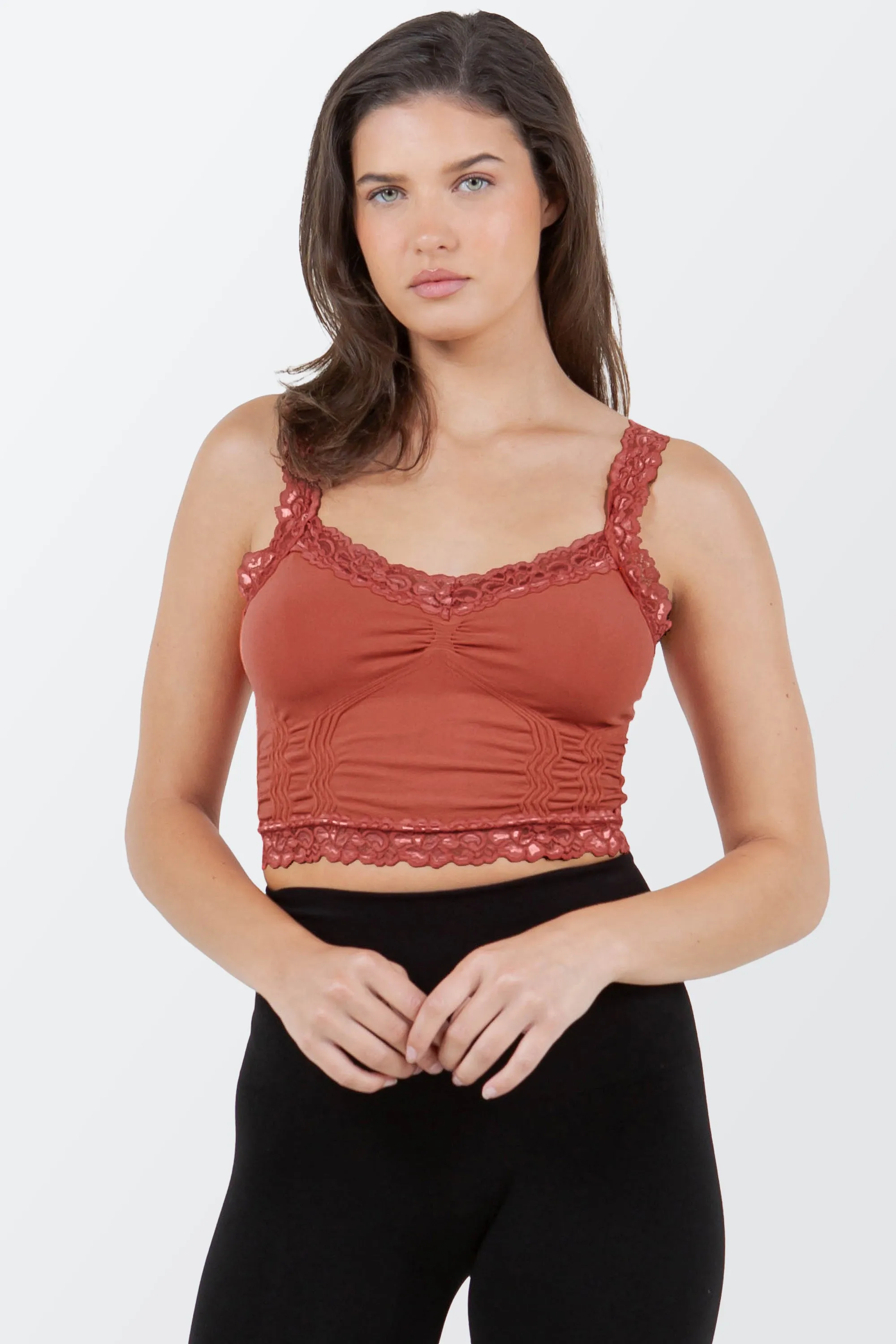 Seamless Bralette Camisole with Lace