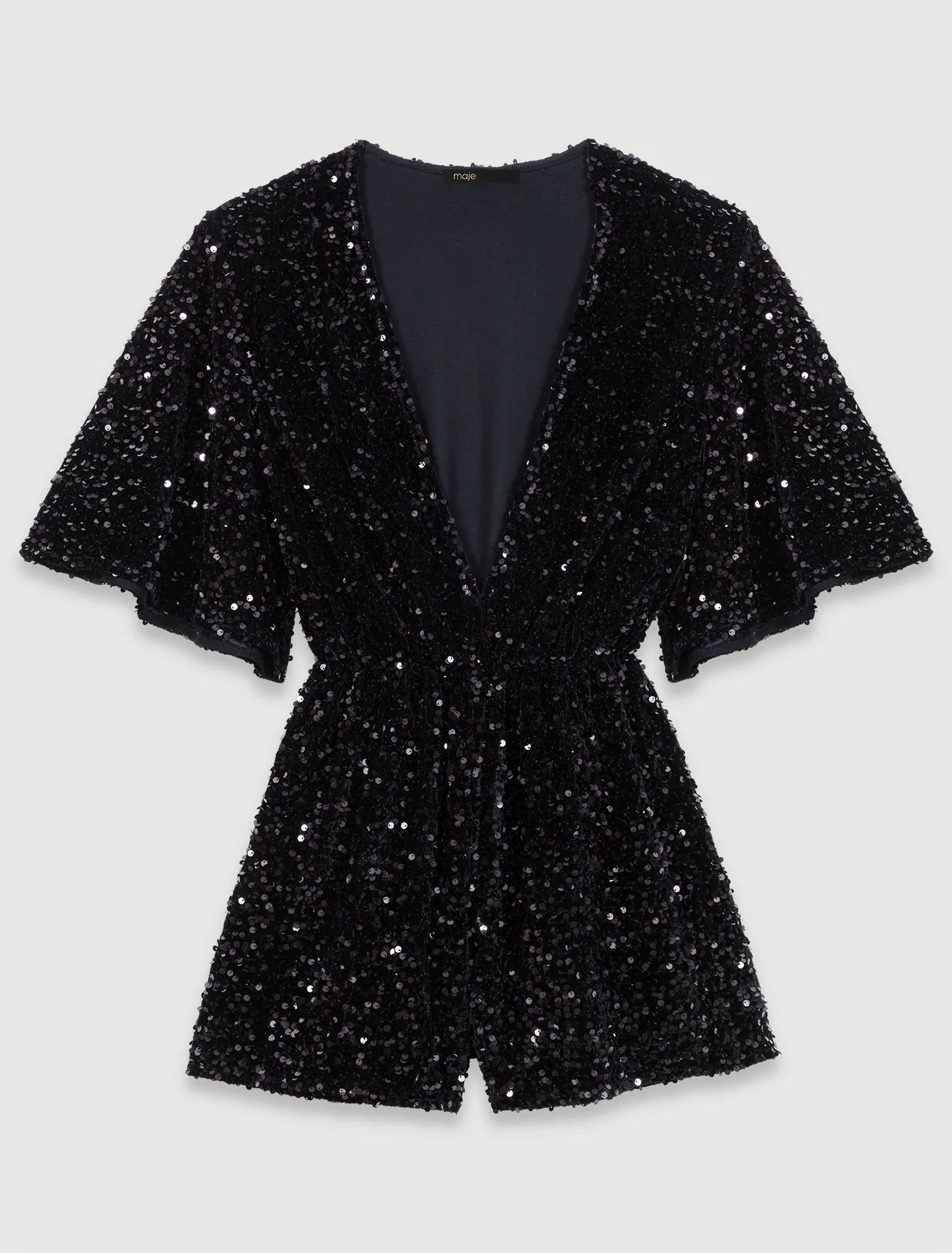 Sequinned velvet playsuit