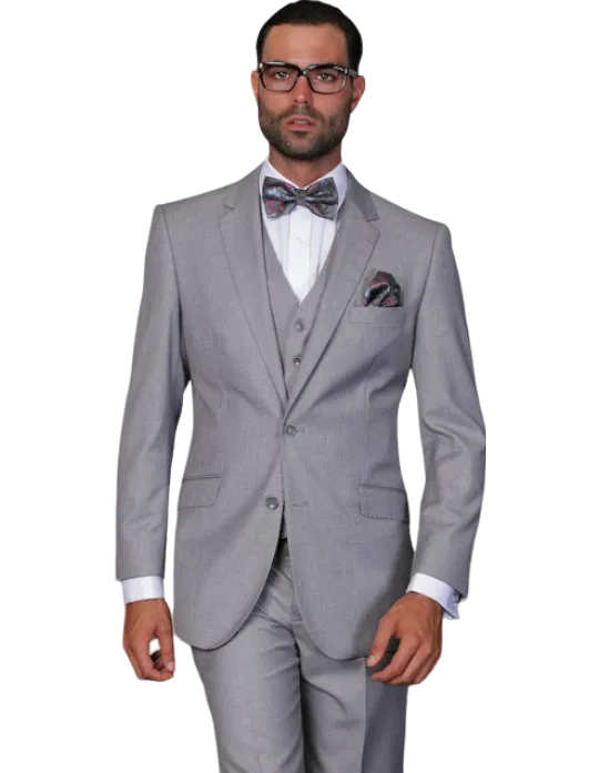 Statement Gray Men's Suit Vested 100% wool Tailored Fit