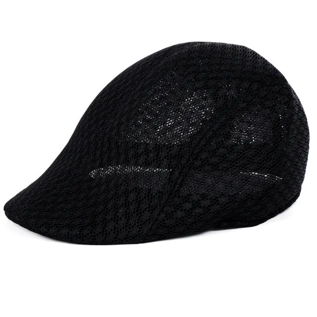 Summer Men Women Casual Beret Hat Fashion Breathable Mesh Flat Cap Newsboy Style Beret Hats  Adjustable Adjustable Caps Gorras