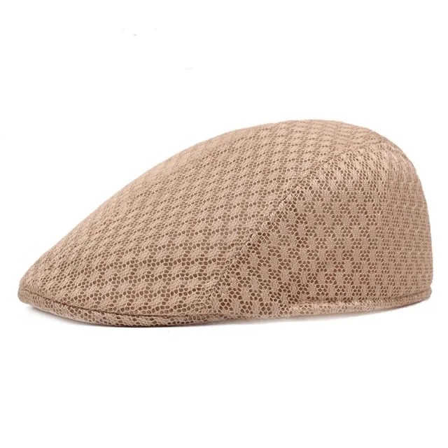 Summer Men Women Casual Beret Hat Fashion Breathable Mesh Flat Cap Newsboy Style Beret Hats  Adjustable Adjustable Caps Gorras