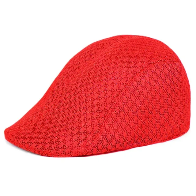 Summer Men Women Casual Beret Hat Fashion Breathable Mesh Flat Cap Newsboy Style Beret Hats  Adjustable Adjustable Caps Gorras