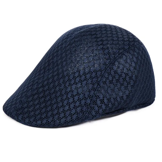 Summer Men Women Casual Beret Hat Fashion Breathable Mesh Flat Cap Newsboy Style Beret Hats  Adjustable Adjustable Caps Gorras