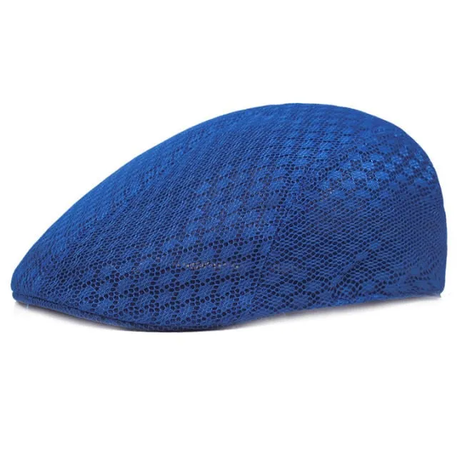 Summer Men Women Casual Beret Hat Fashion Breathable Mesh Flat Cap Newsboy Style Beret Hats  Adjustable Adjustable Caps Gorras