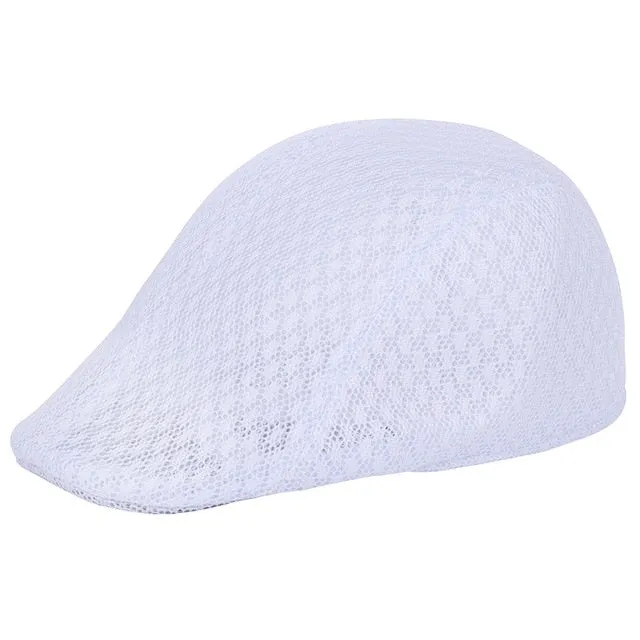 Summer Men Women Casual Beret Hat Fashion Breathable Mesh Flat Cap Newsboy Style Beret Hats  Adjustable Adjustable Caps Gorras