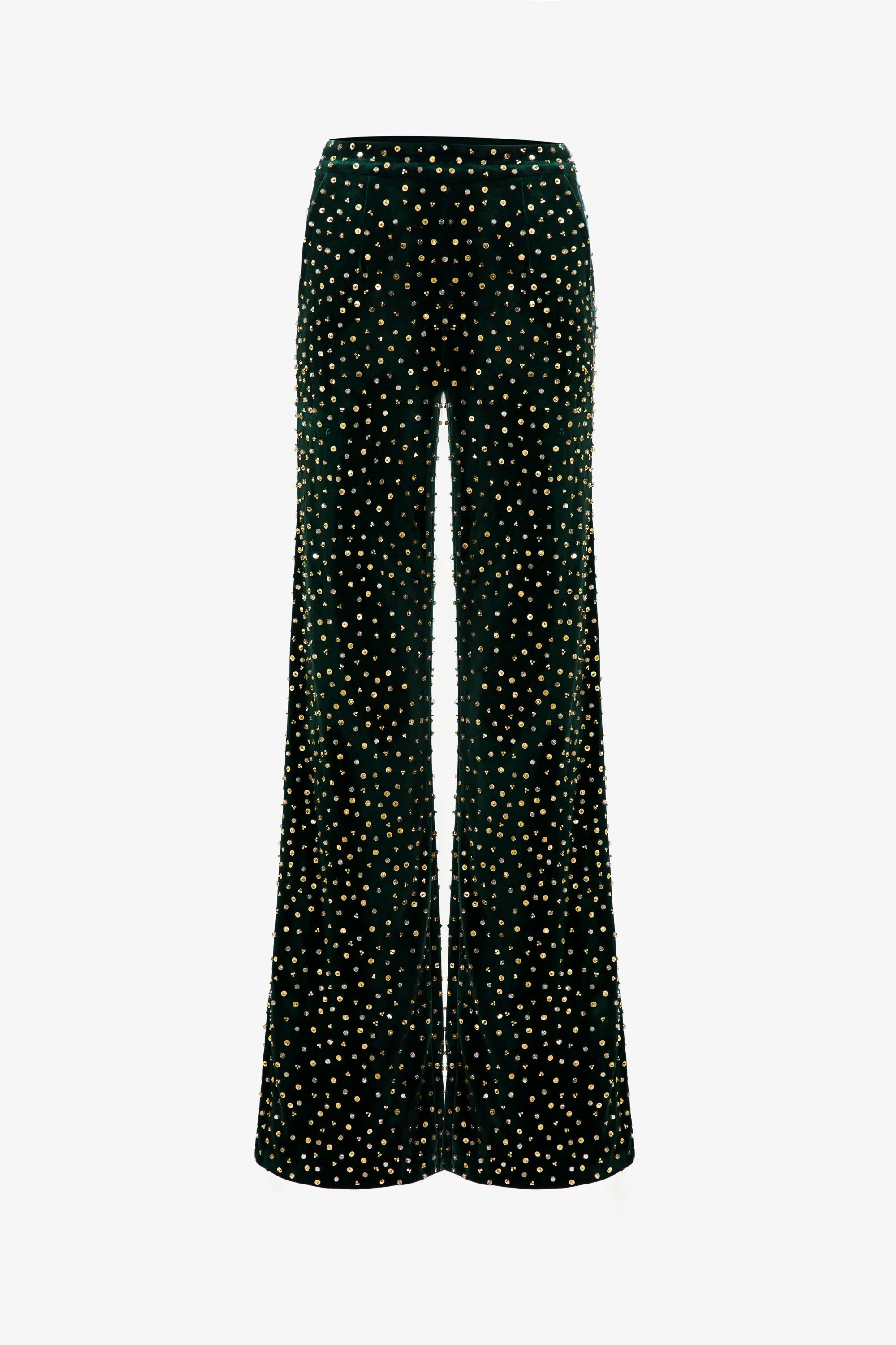 Velvet beaded tailored pants