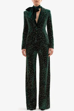 Velvet beaded tailored pants