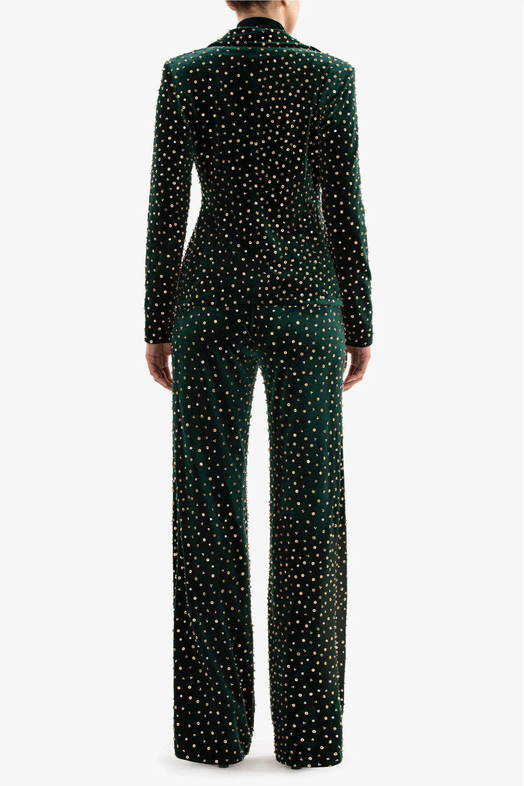 Velvet beaded tailored pants