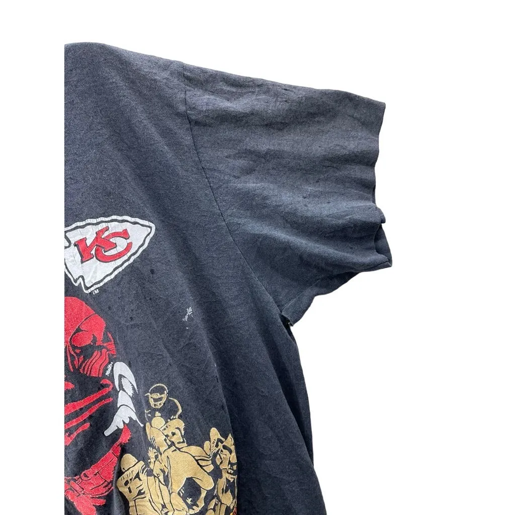 Vintage 1990's Kansas City Chiefs Defense Distressed Graphic T-Shirt