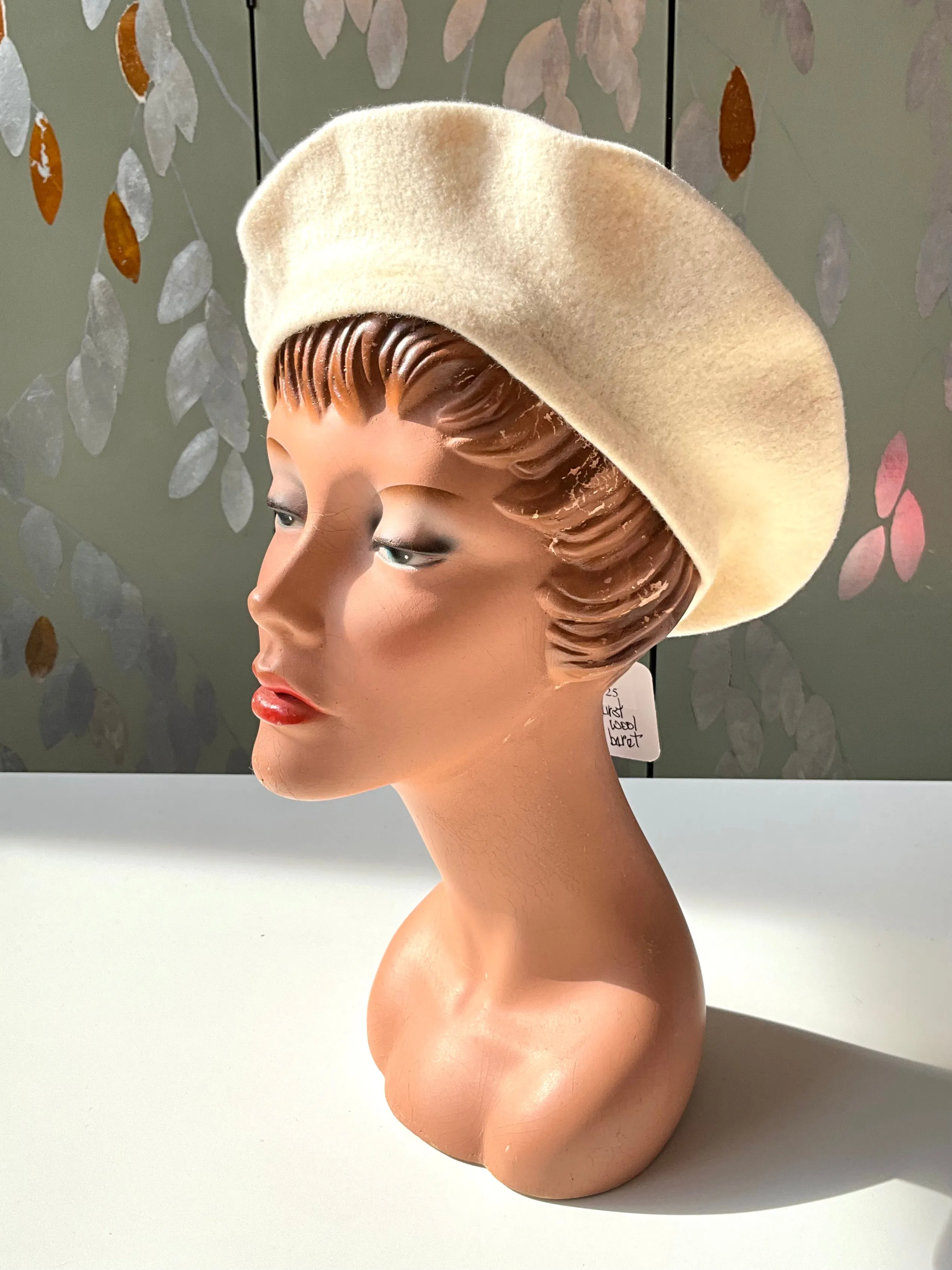 Vintage Cream Wool Beret, Parkhurst