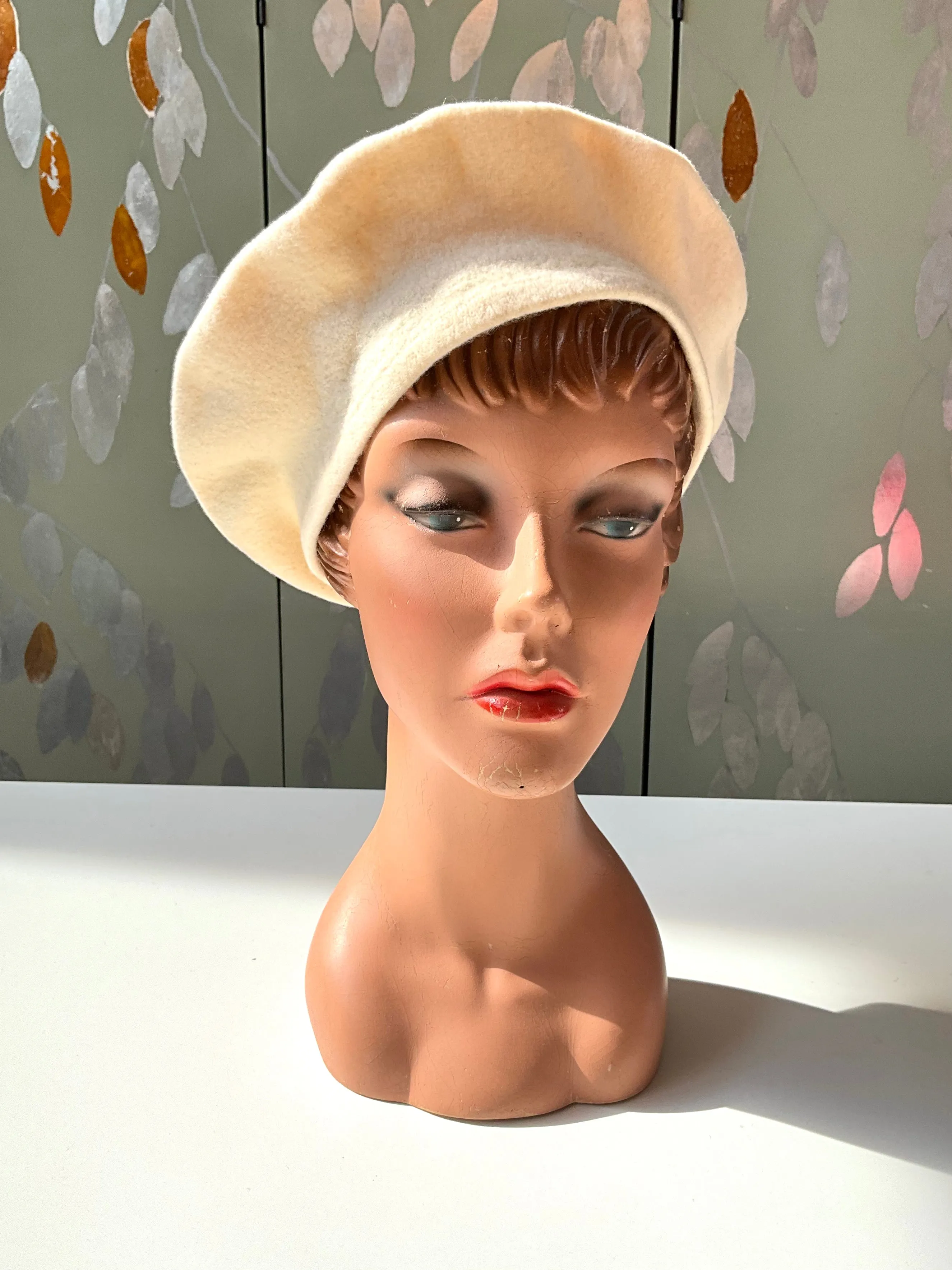 Vintage Cream Wool Beret, Parkhurst