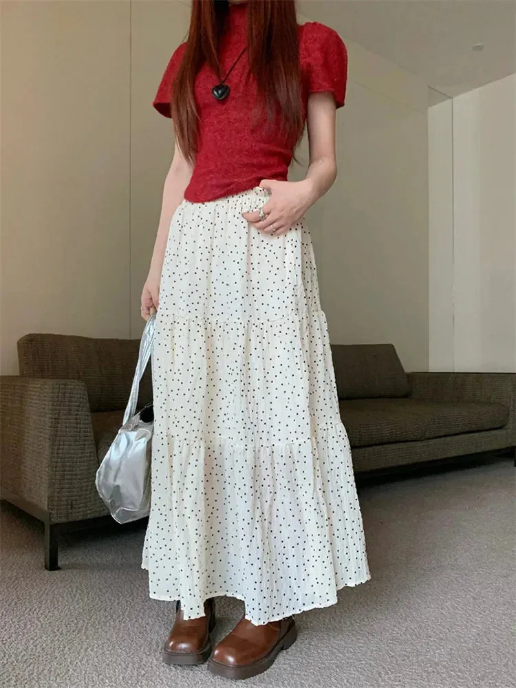 Vintage Polka Dot Long Skirt