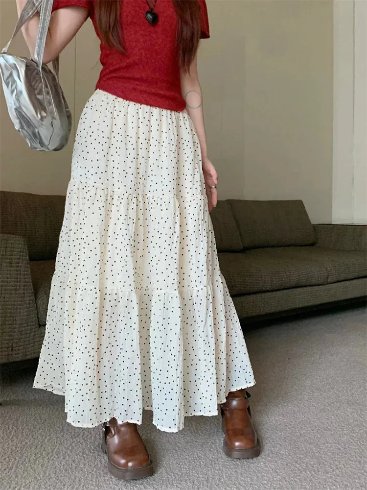 Vintage Polka Dot Long Skirt