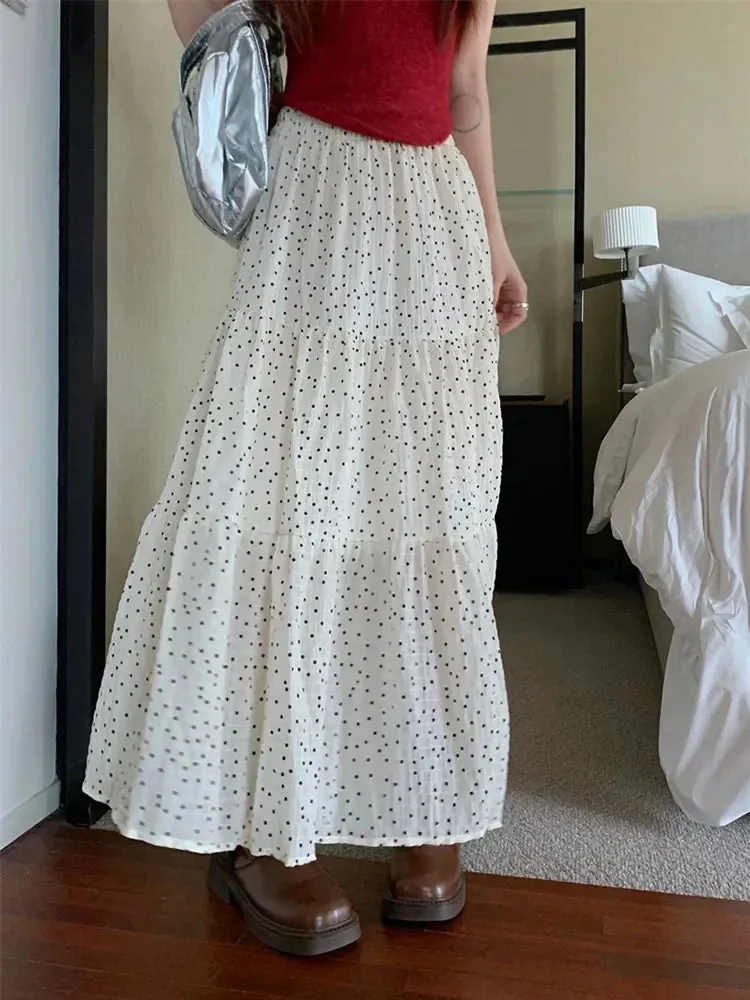 Vintage Polka Dot Long Skirt