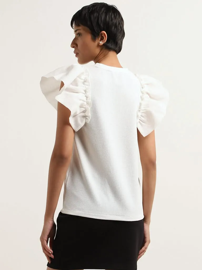 Wardrobe White Ruffled Sleeve Top