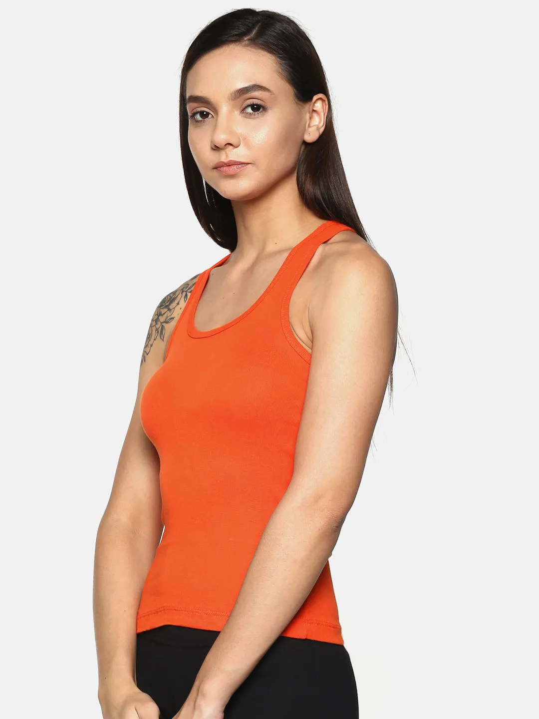 Women's Solid Pure Cotton Camisole with Racerback Style | SARA-ORG-1 |