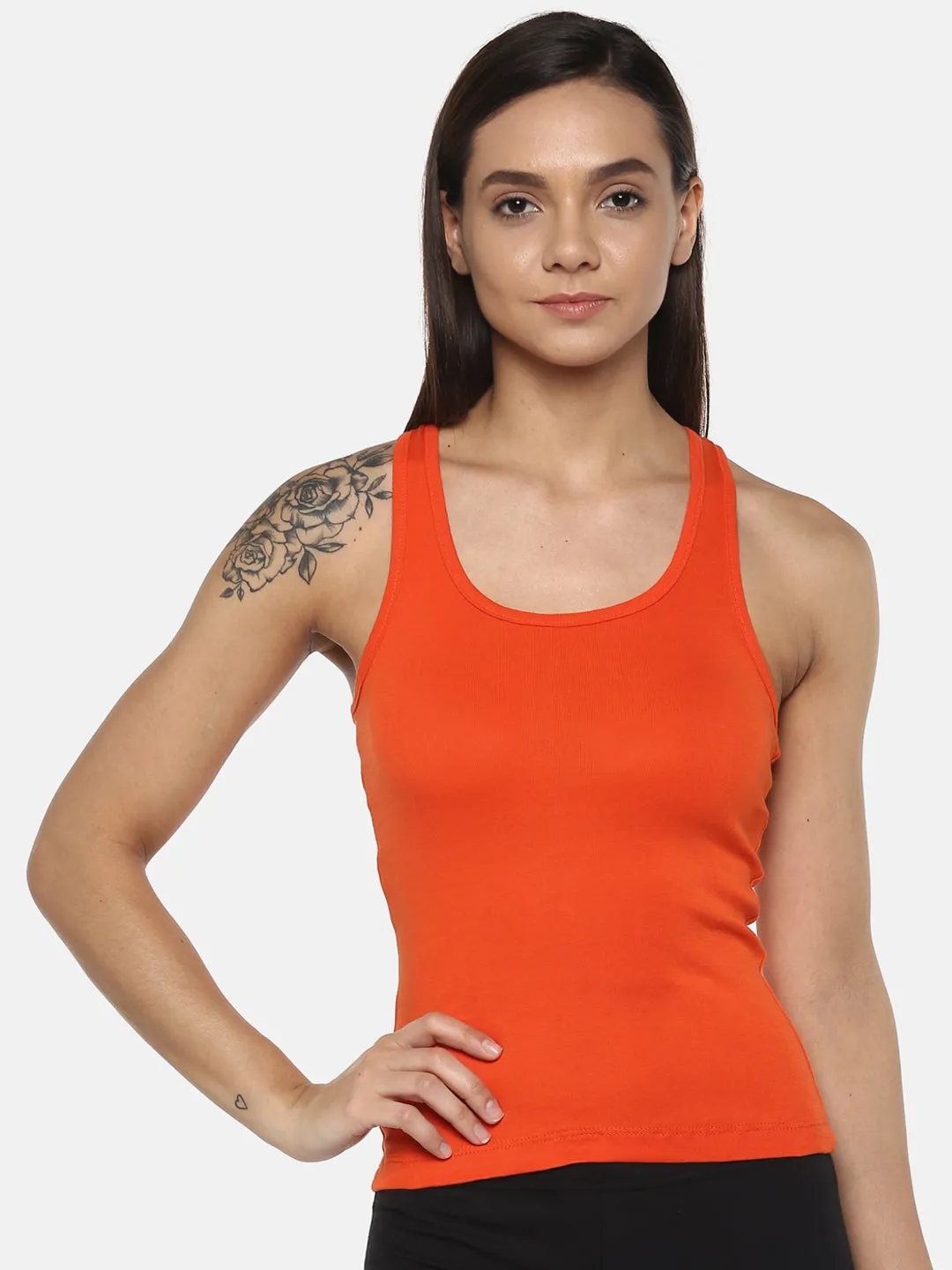 Women's Solid Pure Cotton Camisole with Racerback Style | SARA-ORG-1 |