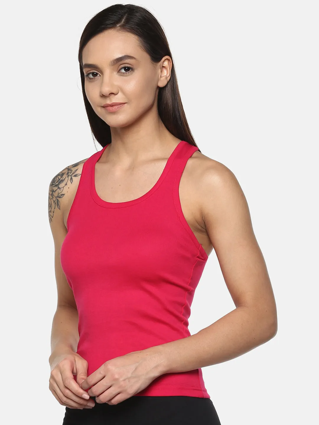 Women's Solid Pure Cotton Camisole with Racerback Style | SARA-RN-1 |