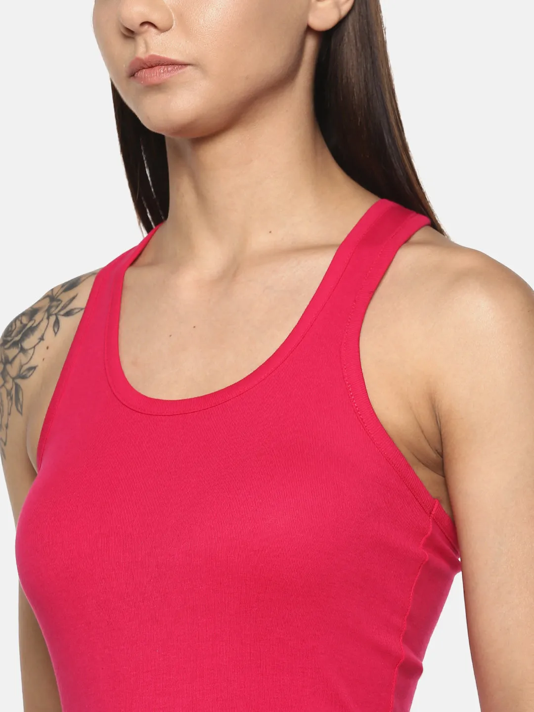 Women's Solid Pure Cotton Camisole with Racerback Style | SARA-RN-1 |