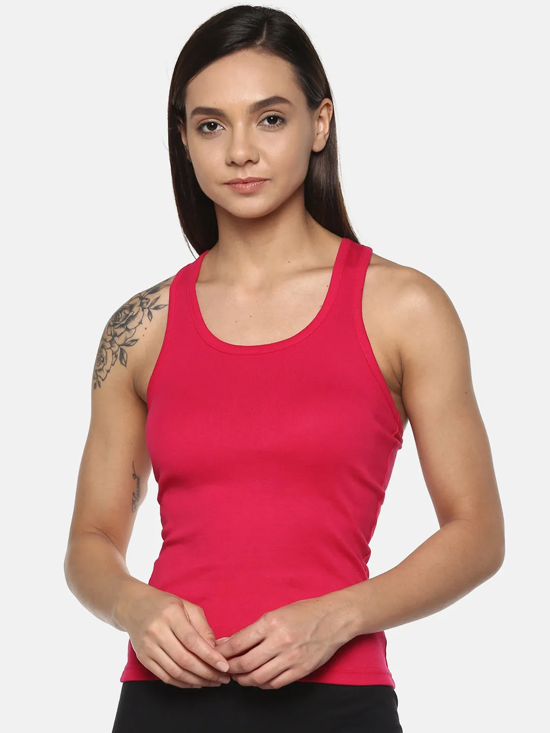 Women's Solid Pure Cotton Camisole with Racerback Style | SARA-RN-1 |