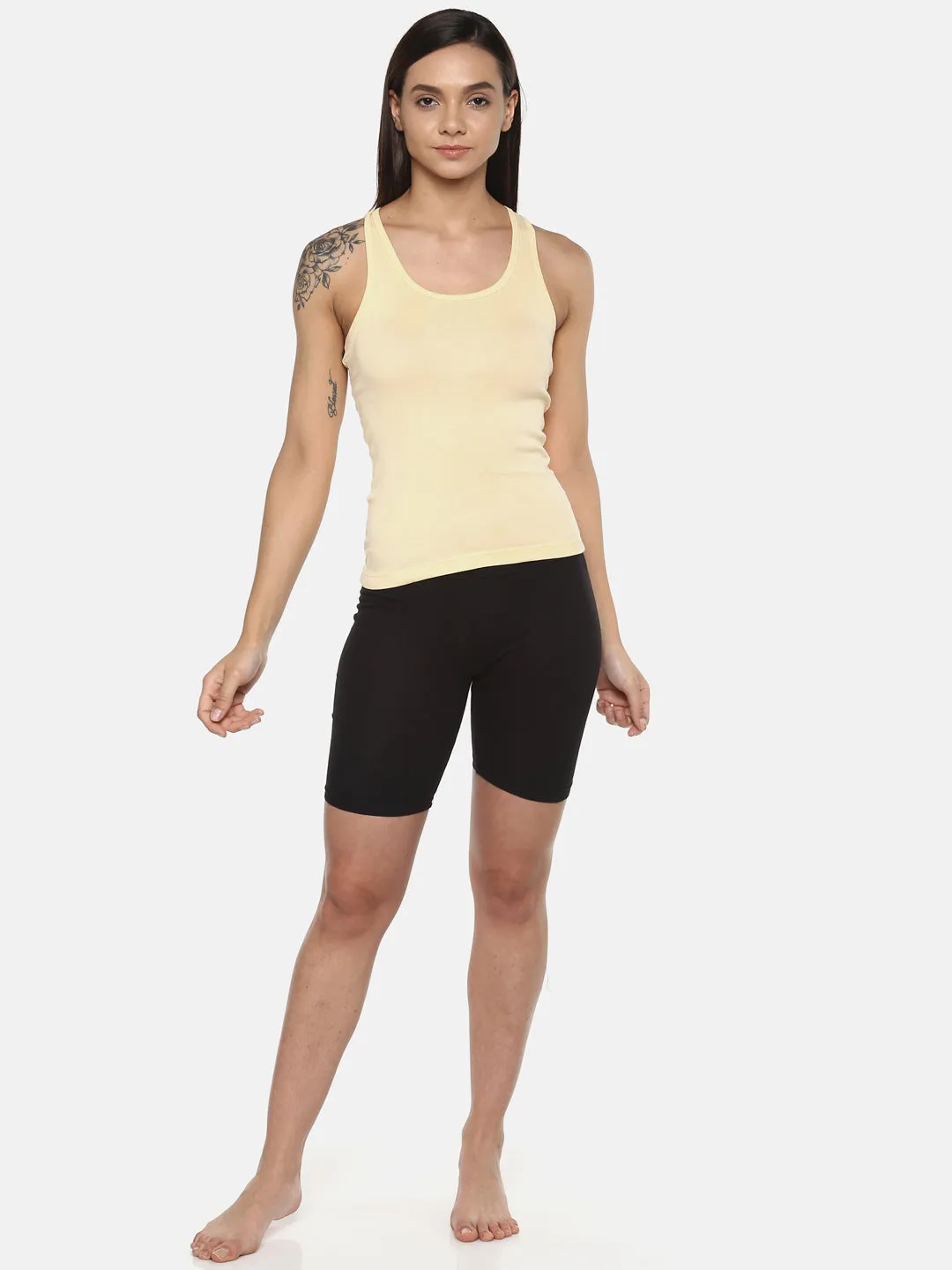 Women's Solid Pure Cotton Camisole with Racerback Style | SARA-skin-1 |